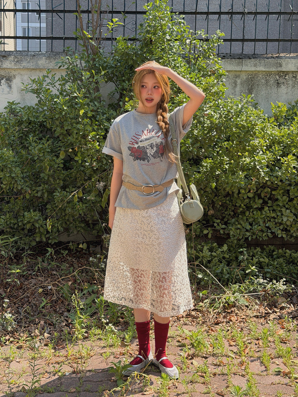 Rutten flower embroidery see-through long skirt-2