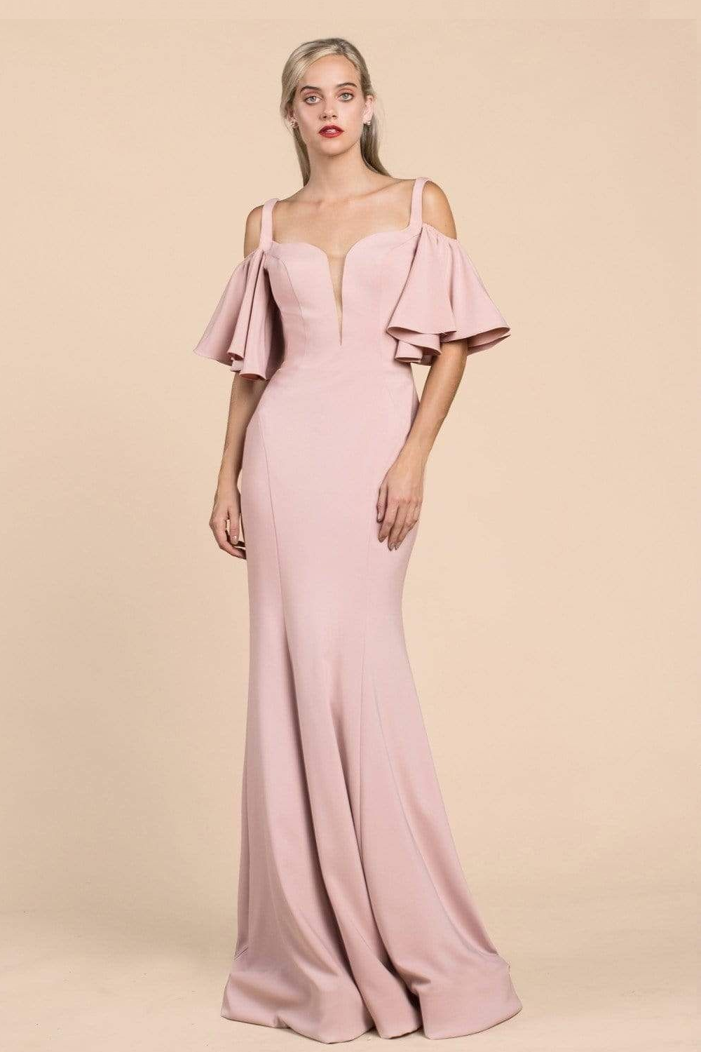 Long Square Neckline Evening Gown-1