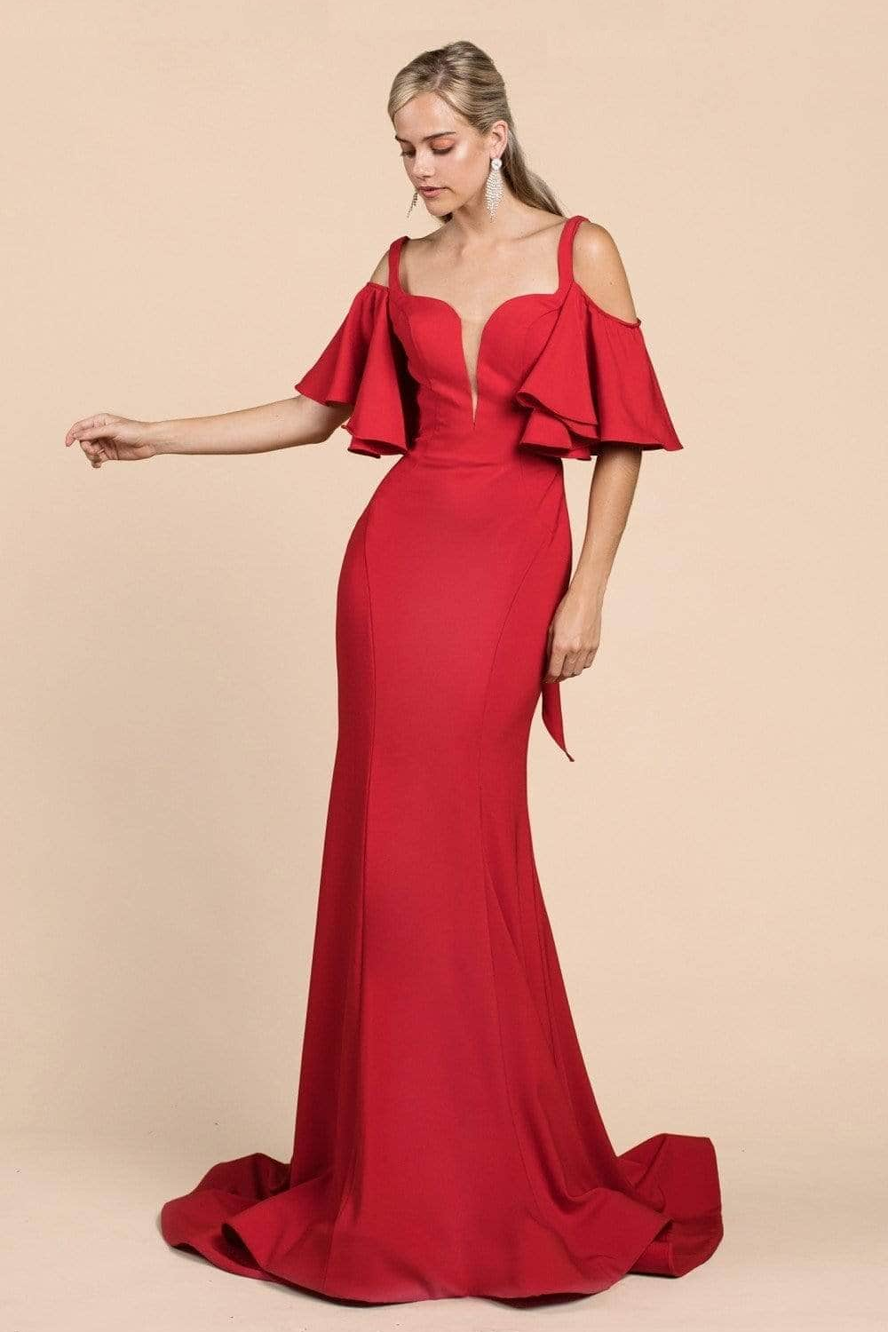 Long Square Neckline Evening Gown-3