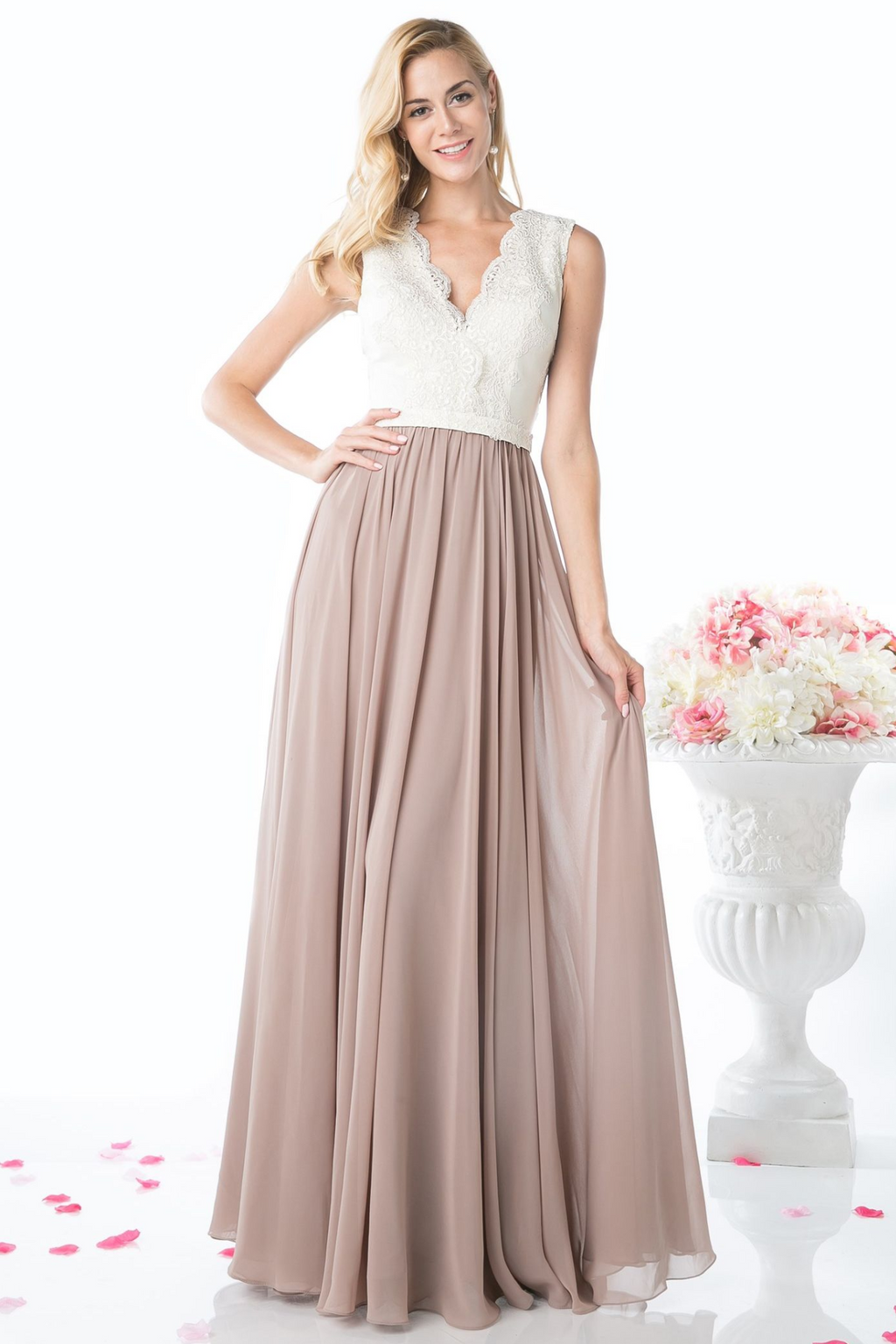 V-Neck with Two Colors Dress-2
