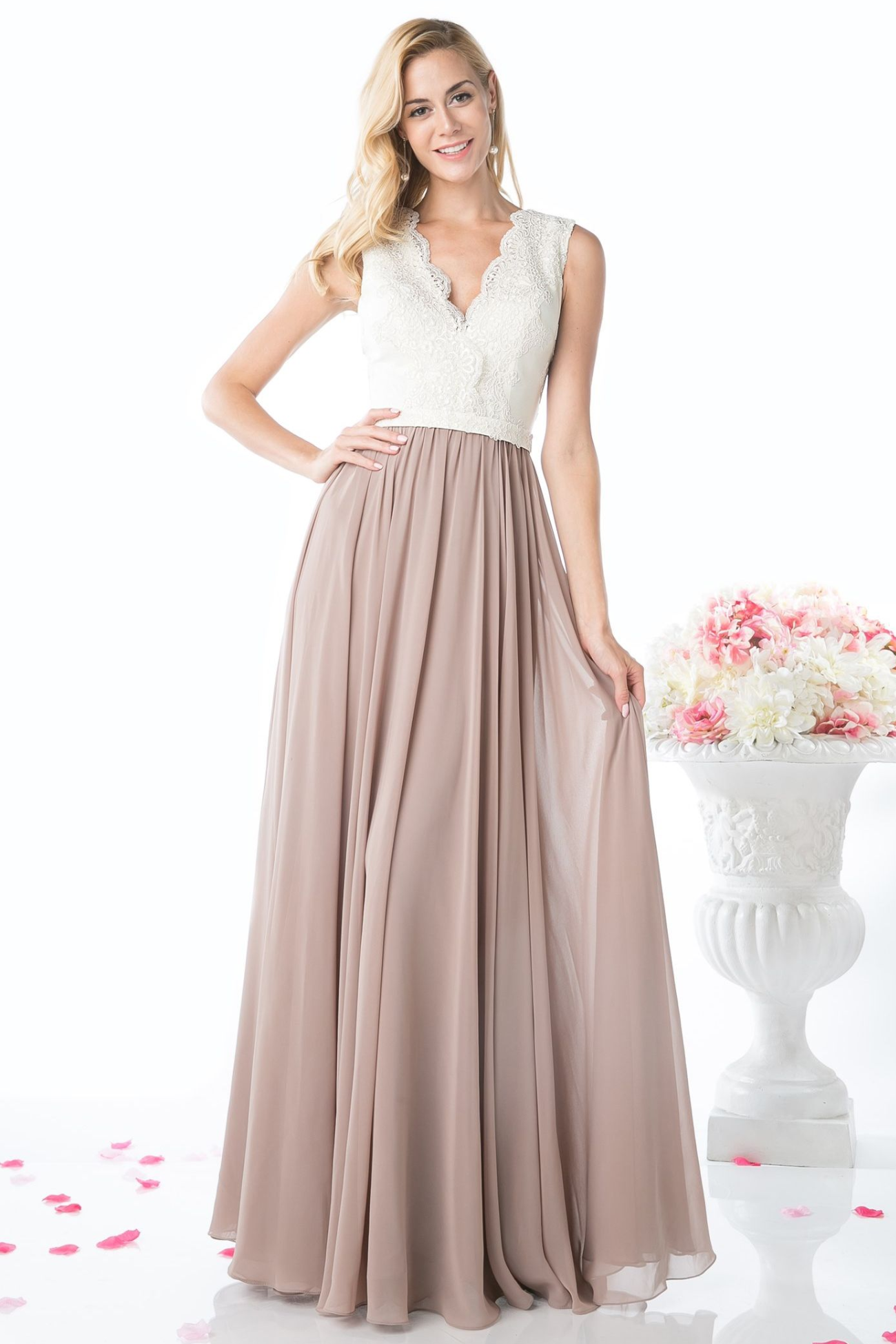 V-Neck with Two Colors Dress-2
