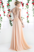 A-line Stretch Nesh Gown With Illusion Bodice-0