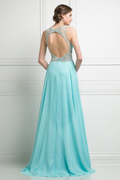 Beaded Chiffon Empire Waist Dress-0