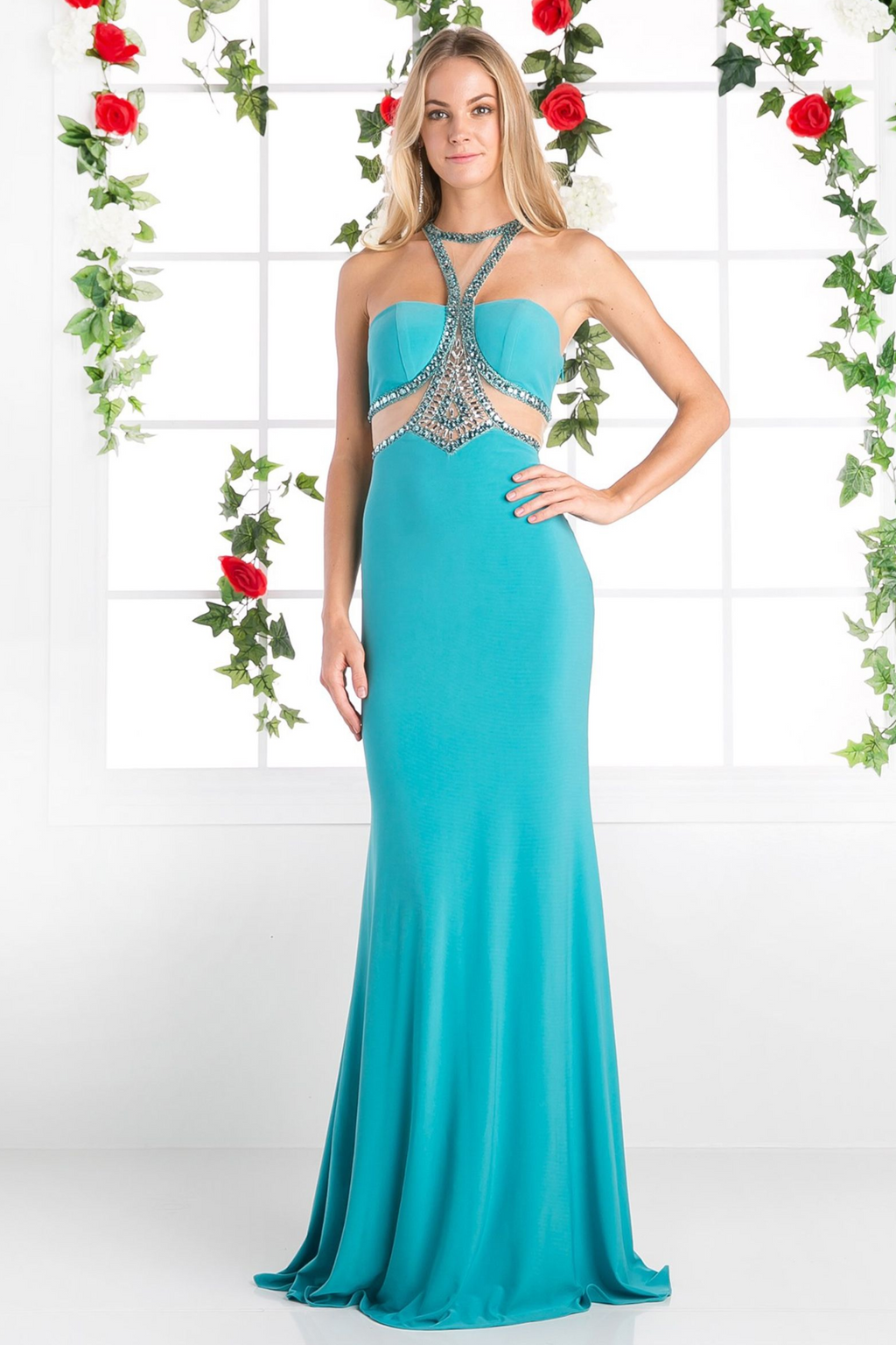 Beaded Stretch Knit Sheath Dress-3