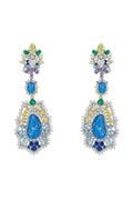 Frida Blue Opal Rainbow Drop Earrings Silver