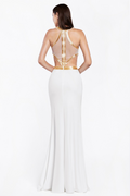 Illusion Halter Neckline Dress-0