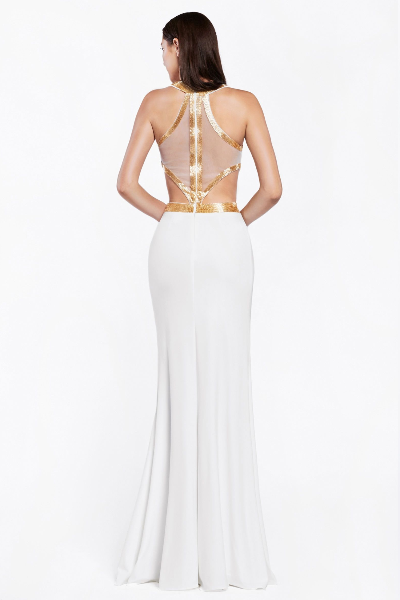 Illusion Halter Neckline Dress-0