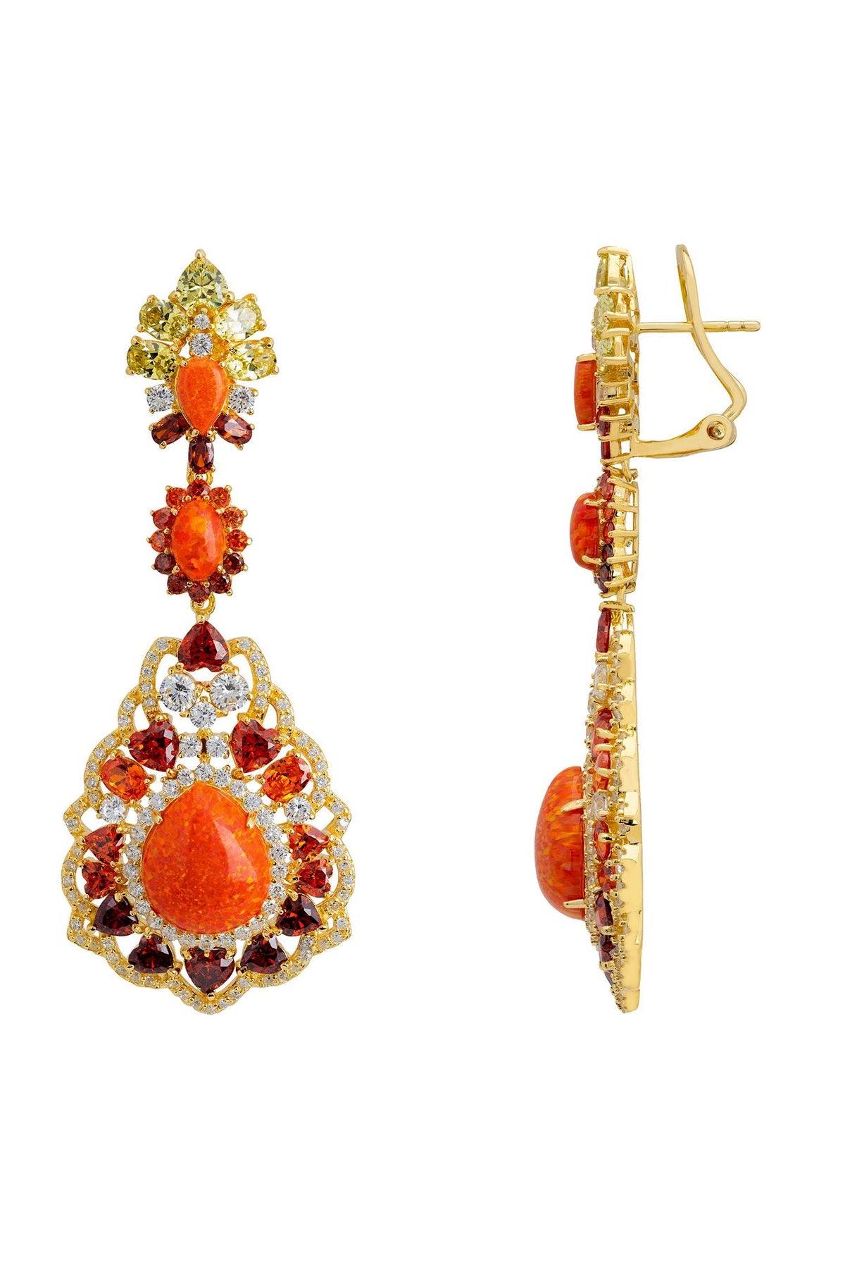 Mariana Fire Opal Drop Earrings Gold