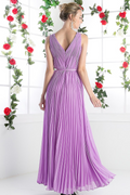 Long Chiffon Sleeveless Dress With Belt-2