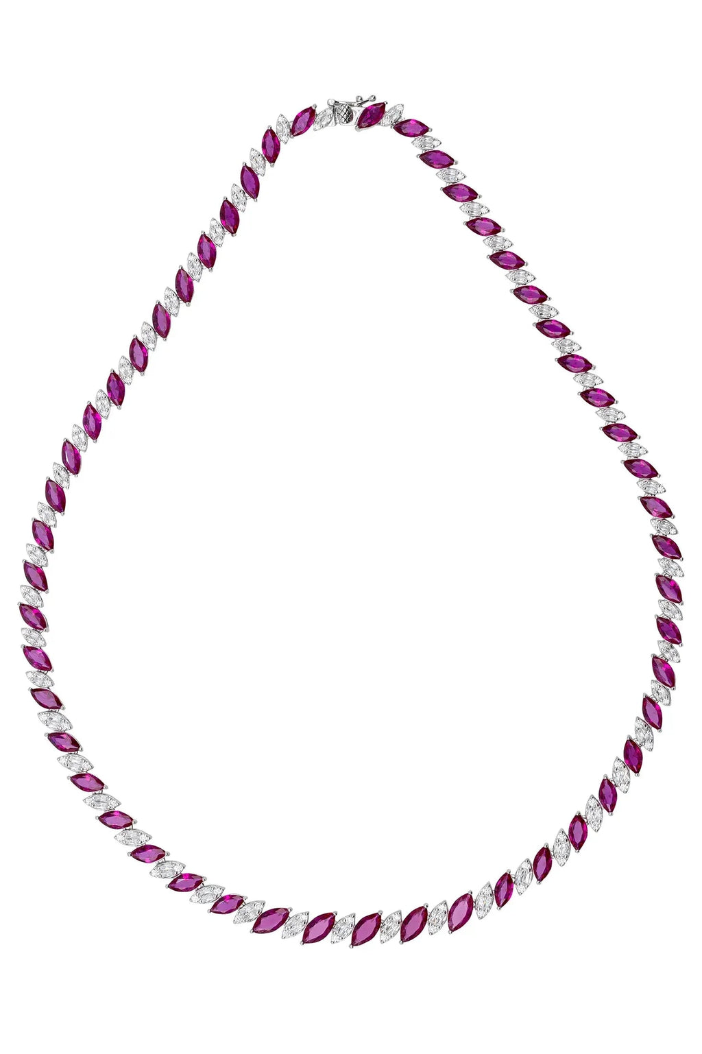 Viscountess Statement Tennis Necklace Ruby Silver