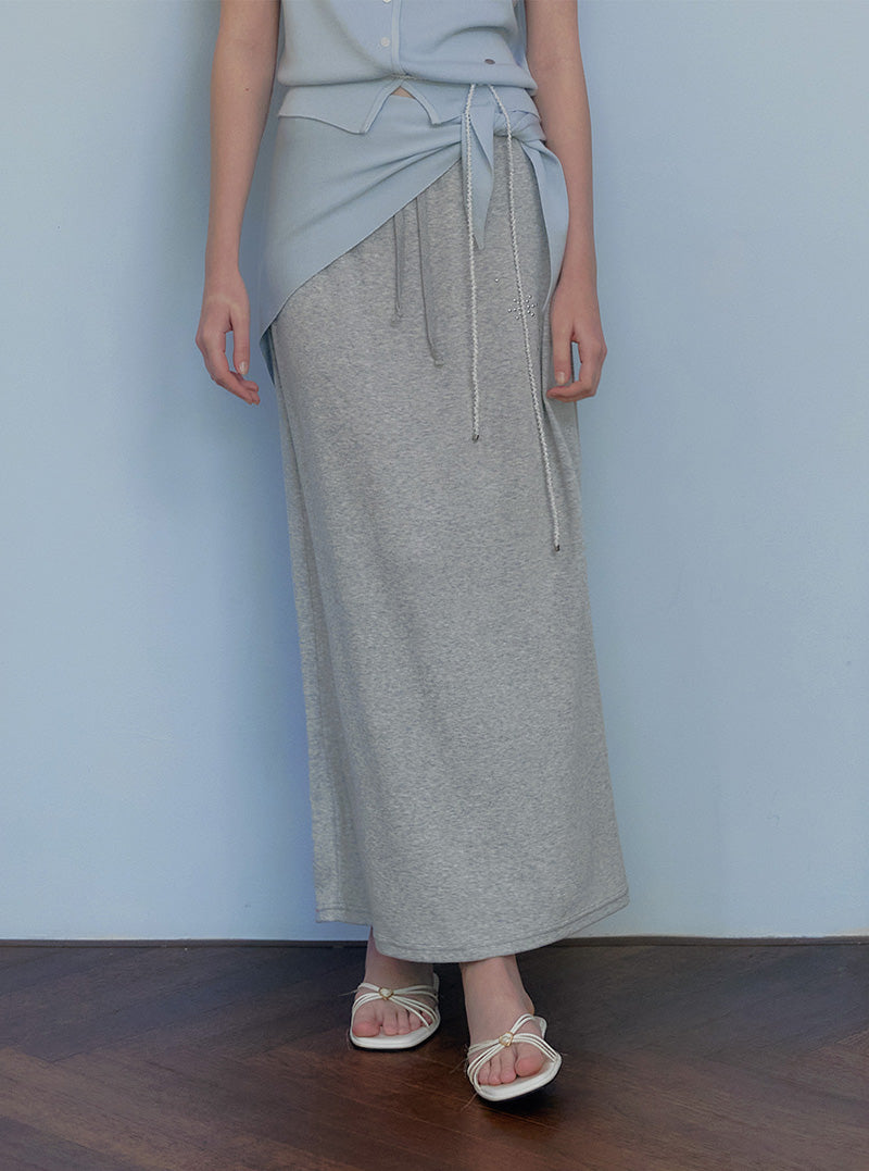Heco stud banding long skirt-0