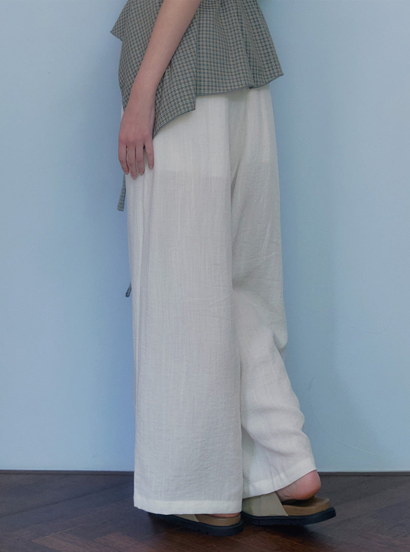 Ont linen pintuck banding long pants-4