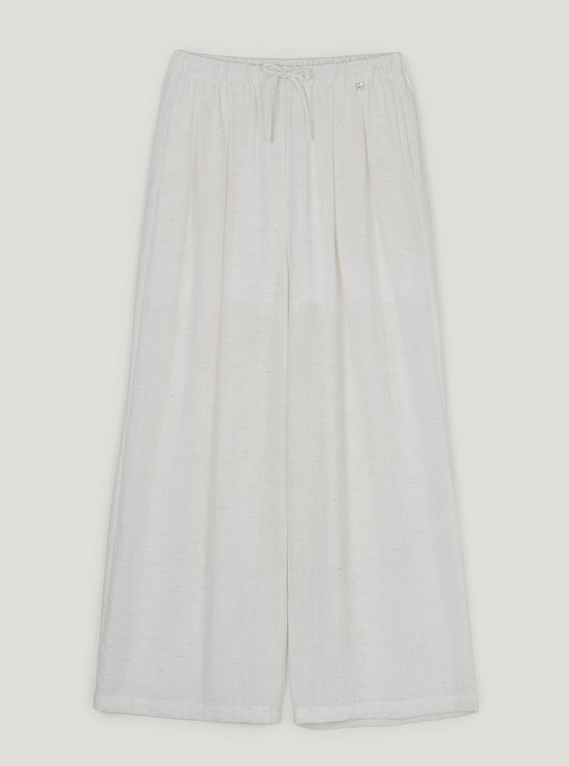 Ont linen pintuck banding long pants-5