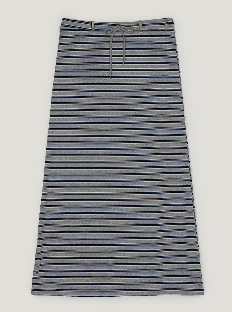 Inble contrast stripe banding long skirt-5