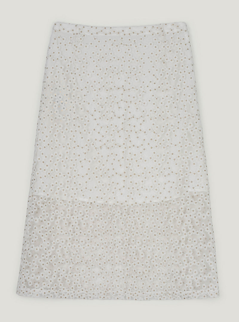 Rutten flower embroidery see-through long skirt-5
