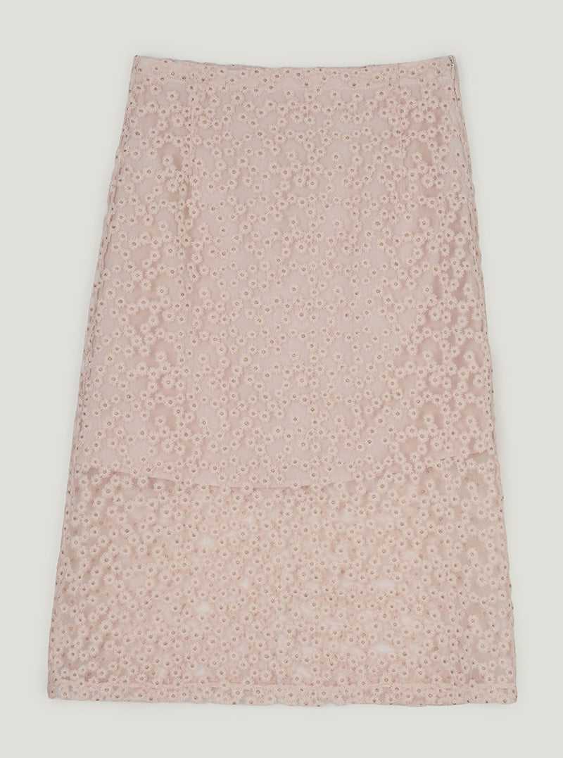 Rutten flower embroidery see-through long skirt-6