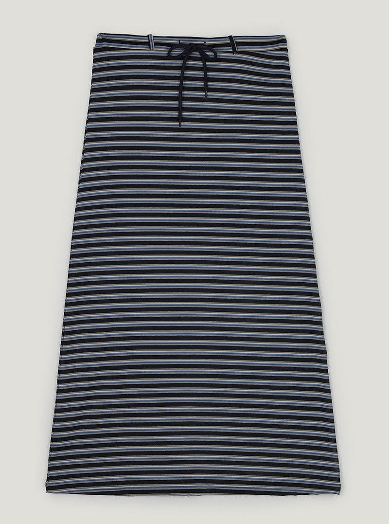 Inble contrast stripe banding long skirt-1