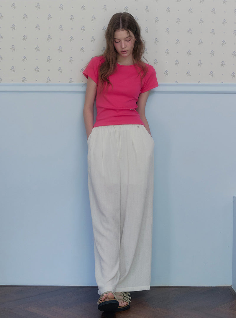 Ont linen pintuck banding long pants-1