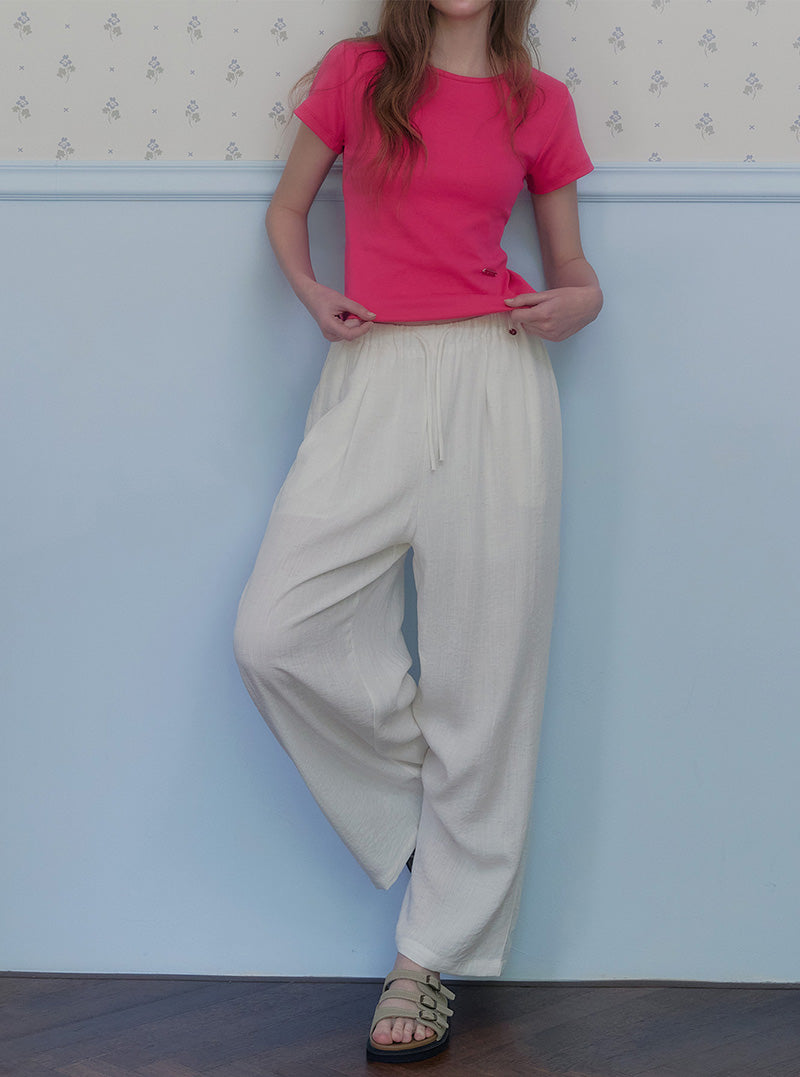 Ont linen pintuck banding long pants-2