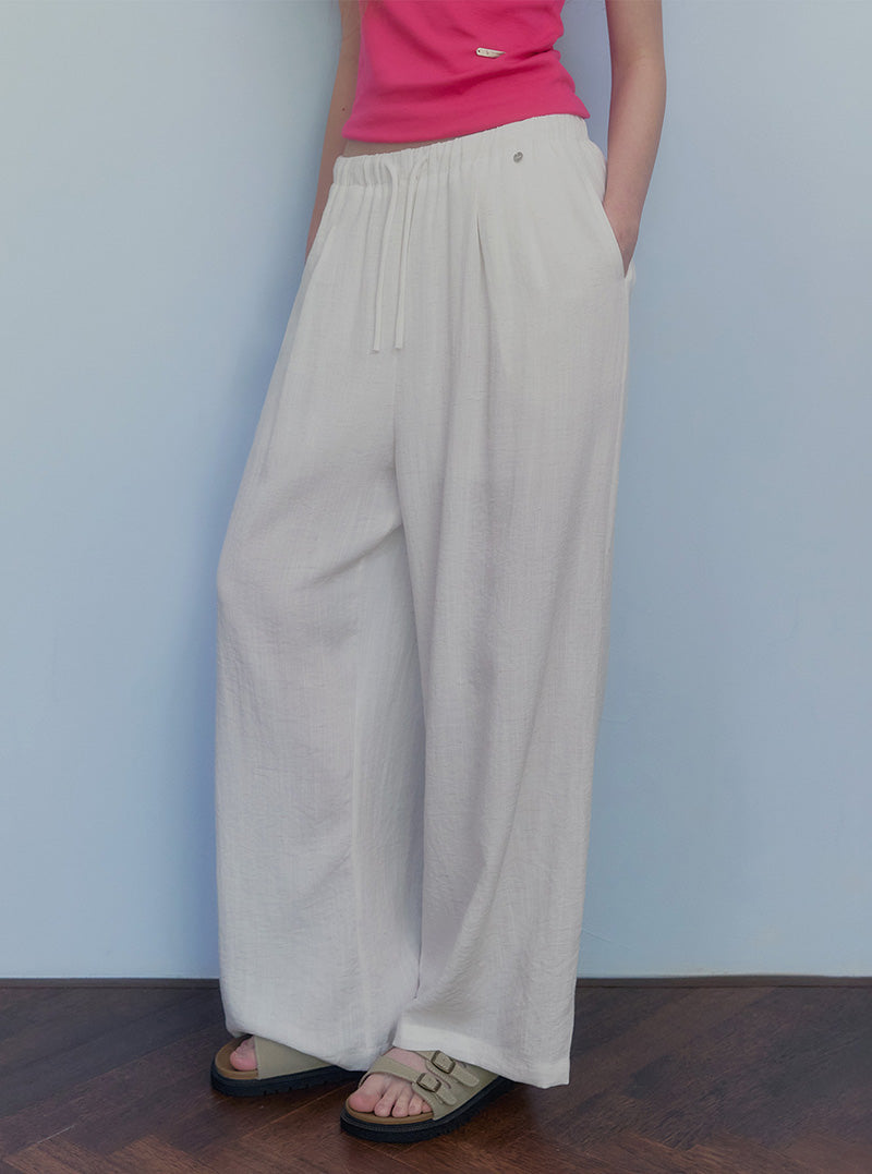 Ont linen pintuck banding long pants-3