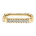 14K Yellow Gold 1 1/4 Cttw Diamond Ribbed Rounded Rectangle Bangle Bracelet (G-H Color, VS2-SI1 Clarity) - 7.75" Inches