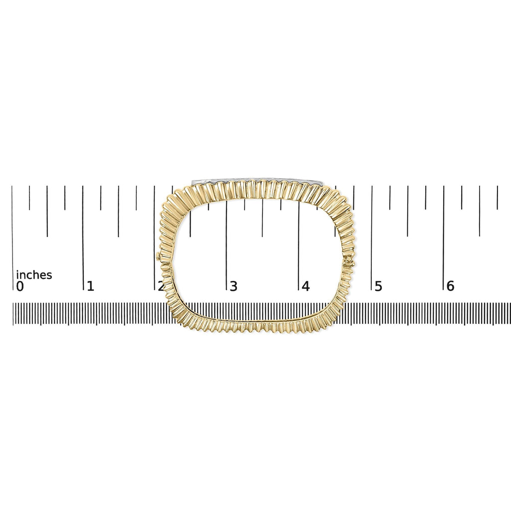 14K Yellow Gold 1 1/4 Cttw Diamond Ribbed Rounded Rectangle Bangle Bracelet (G-H Color, VS2-SI1 Clarity) - 7.75" Inches
