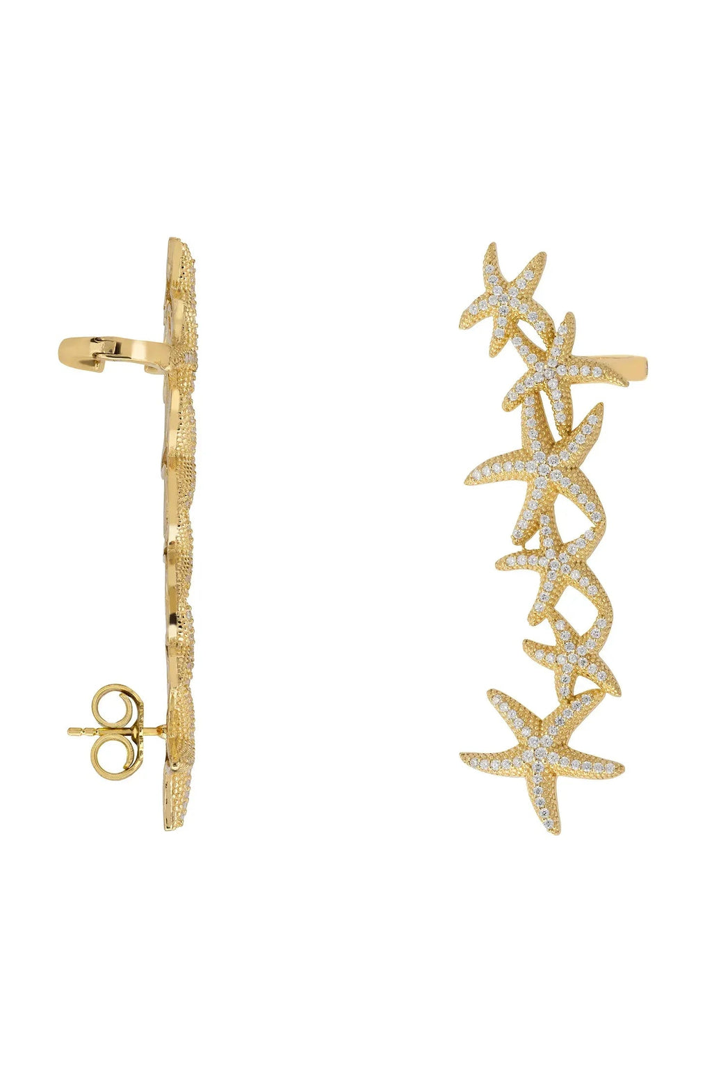 Starfish Ear-Climber Gold Left Ear