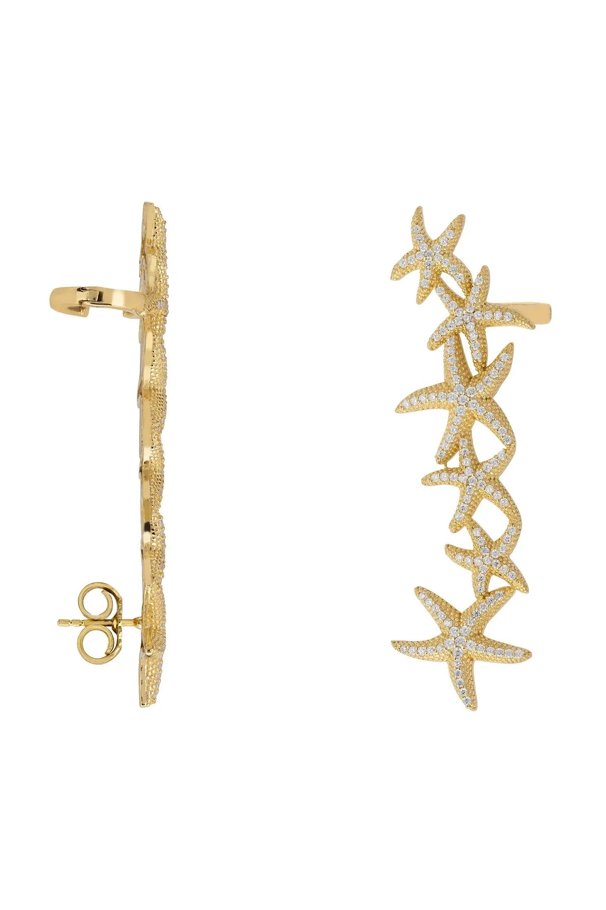Starfish Ear-Climber Gold Left Ear