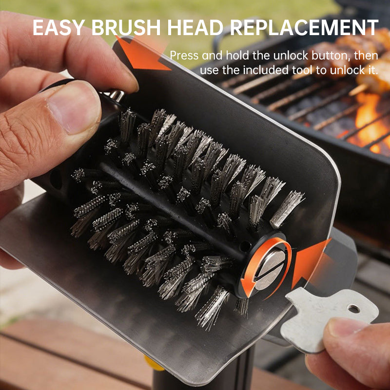 Cordless Electric BBQ Grill Brush – Stainless Steel Roller Scrubber, Rechargeable Handheld Cleaning Brush for Outdoor Kitchen