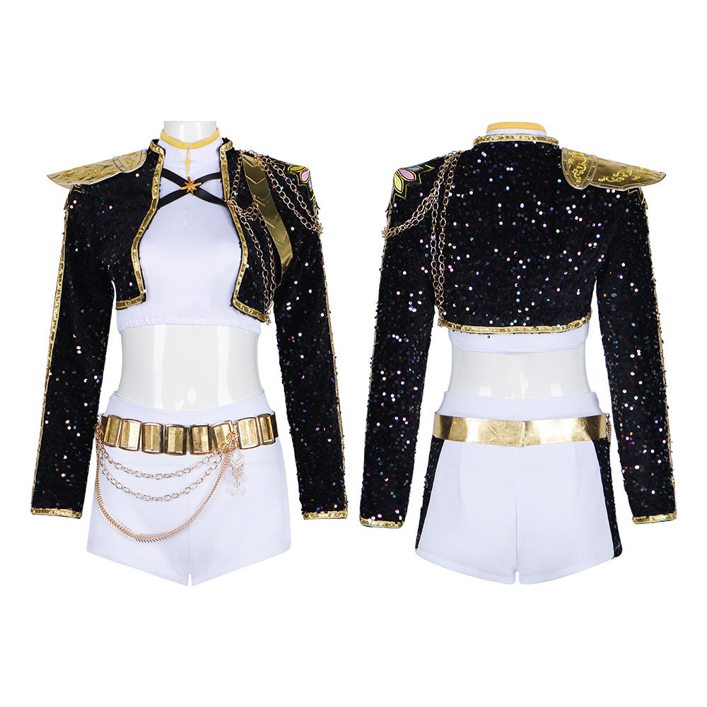 K-POP Witch Girl Group Cosplay Costume Rumi Black Stage Outfit Cosplay Halloween Performance Costume Anime Costume