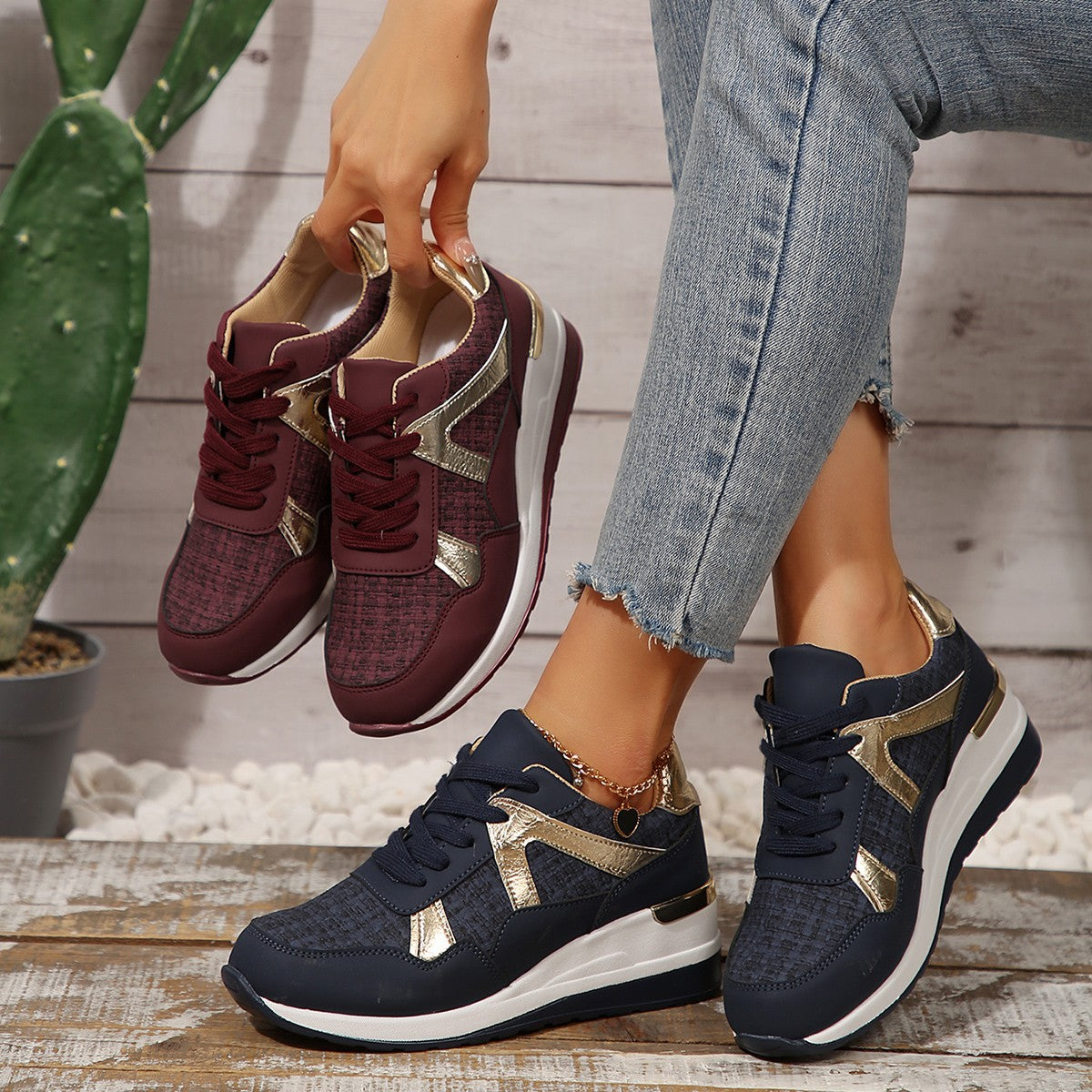 Plus Size Round Toe Retro Sports Shoes for Women Spring and Autumn Fashion New Thick Sole Casual Women's Shoes