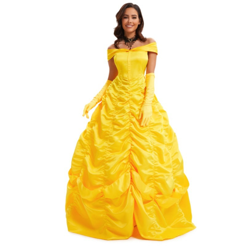 Beauty and the Beast Belle Princess Dress Cosplay Yellow Belle Costume for Women