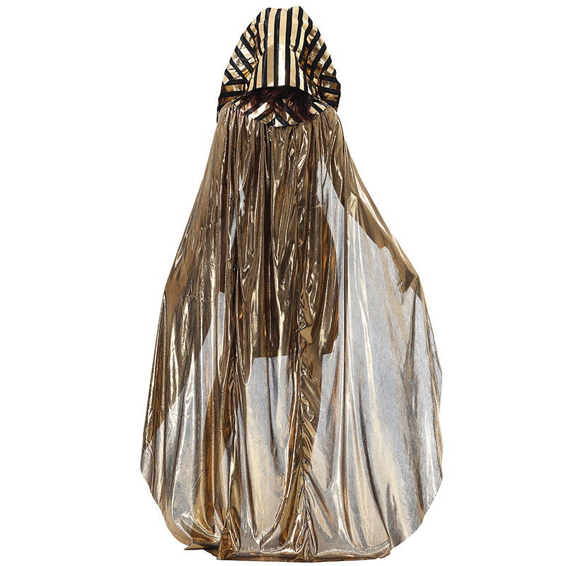 Egyptian Queen Cleopatra Costume for Women, Gold Foil Cosplay Dress Roman Princess Stage Outfit