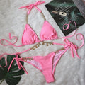 Strap Solid Color Female Split Crystal Diamond Bikini