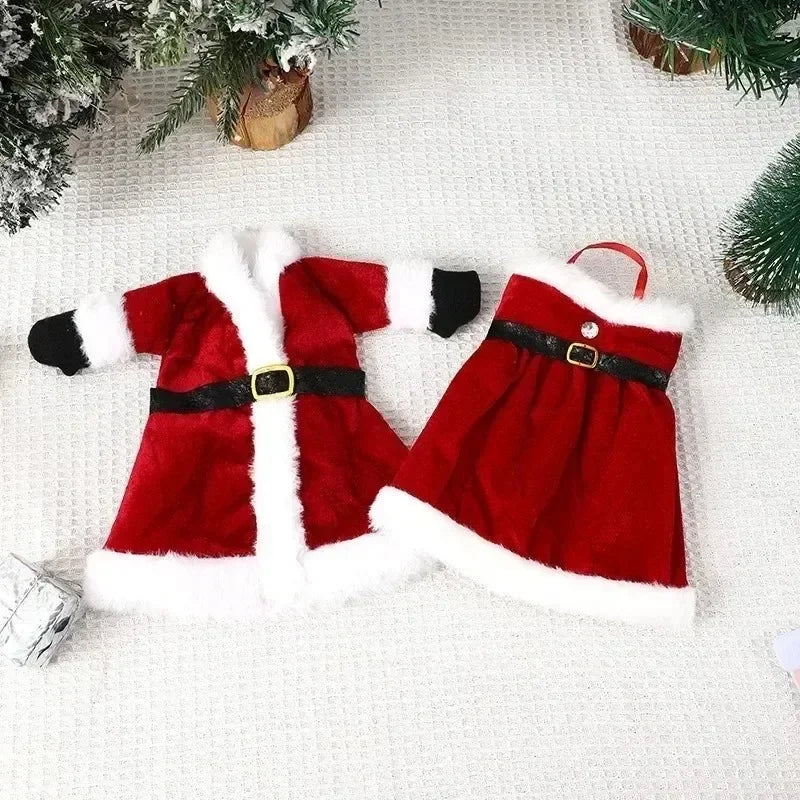 Christmas Red Dress Wine Bottle Covers Velvet Xmas Bags