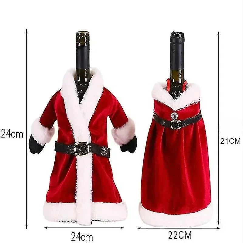 Christmas Red Dress Wine Bottle Covers Velvet Xmas Bags
