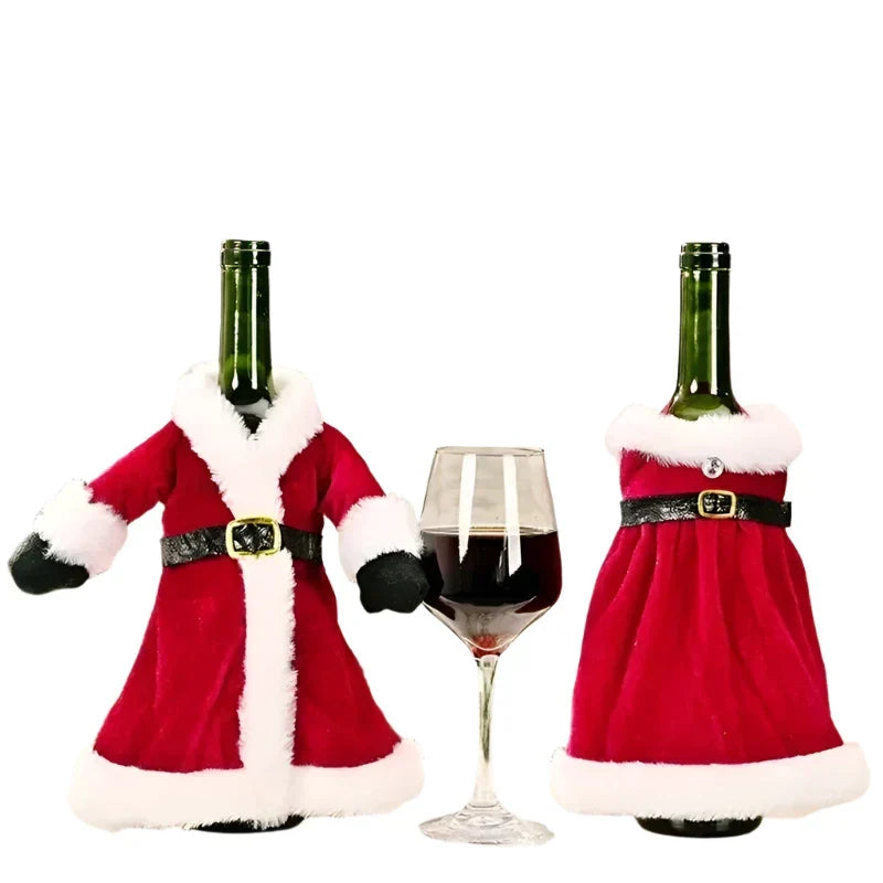 Christmas Red Dress Wine Bottle Covers Velvet Xmas Bags