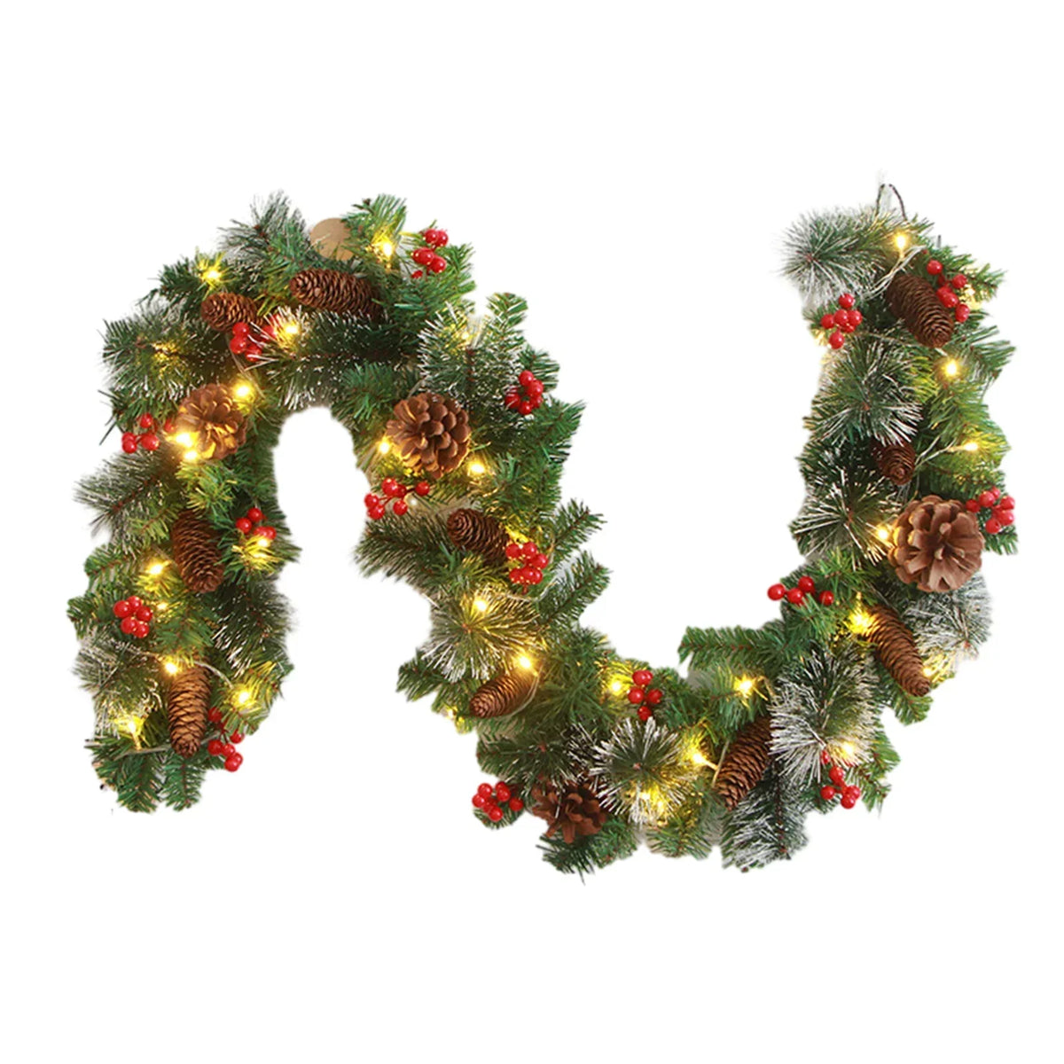 Christmas Rattan Garland with Red Berries