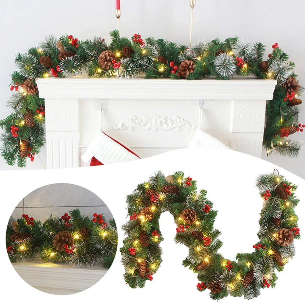 Christmas Rattan Garland with Red Berries