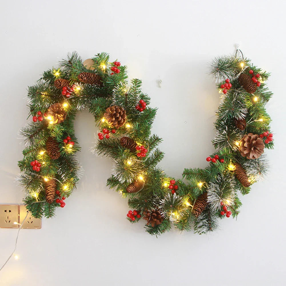 Christmas Rattan Garland with Red Berries