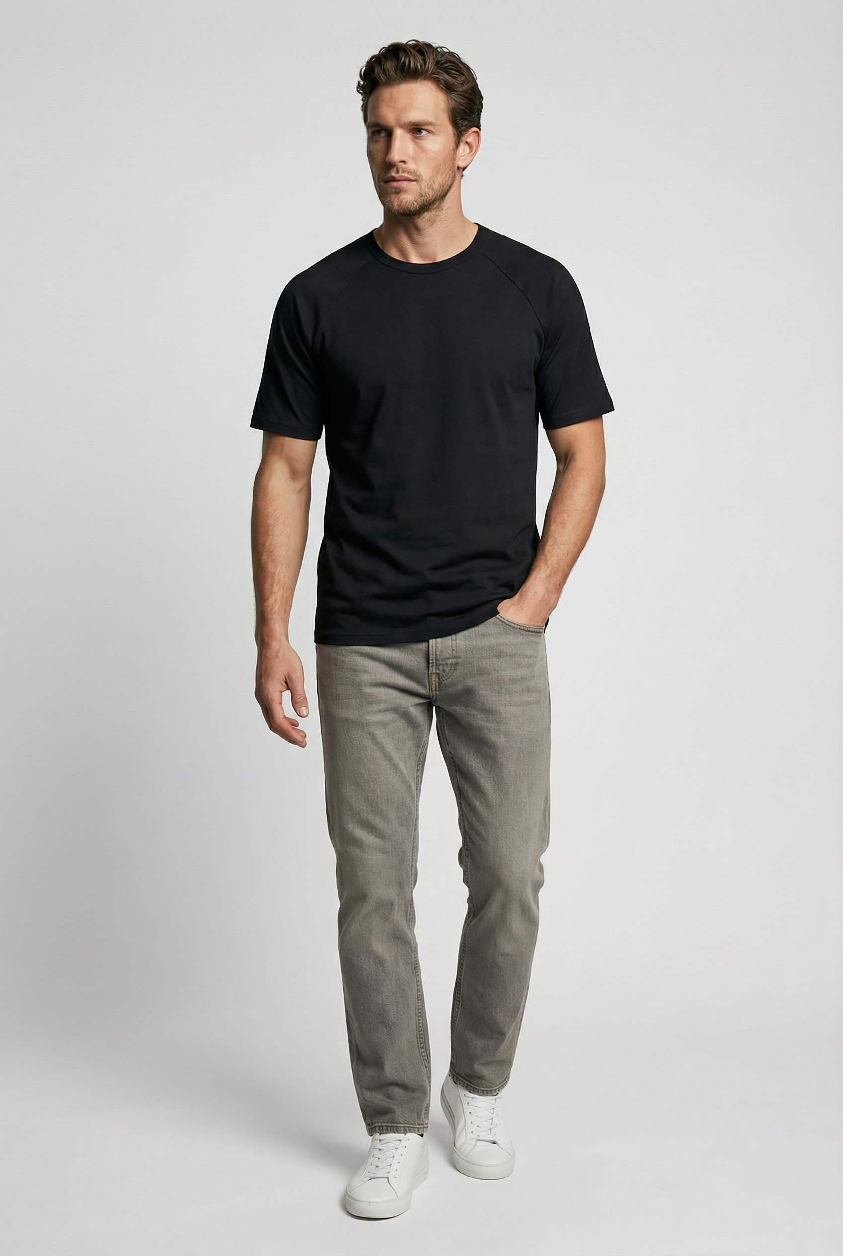Hoxton Raglan Sleeve Fitted T-shirt - Black