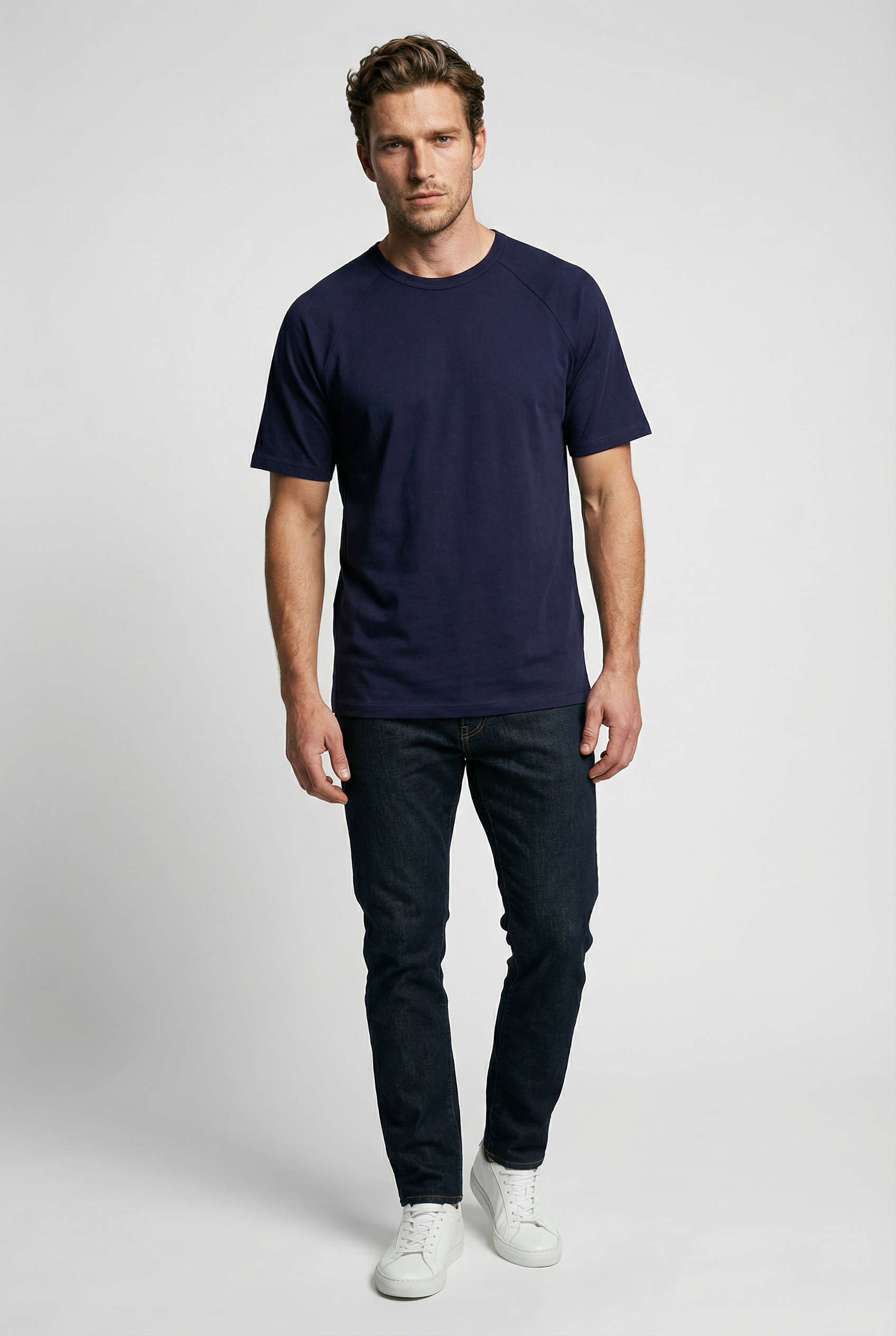 Hoxton Raglan Sleeve Fitted T-shirt - Navy