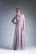 A-line dress with halter neckline-0