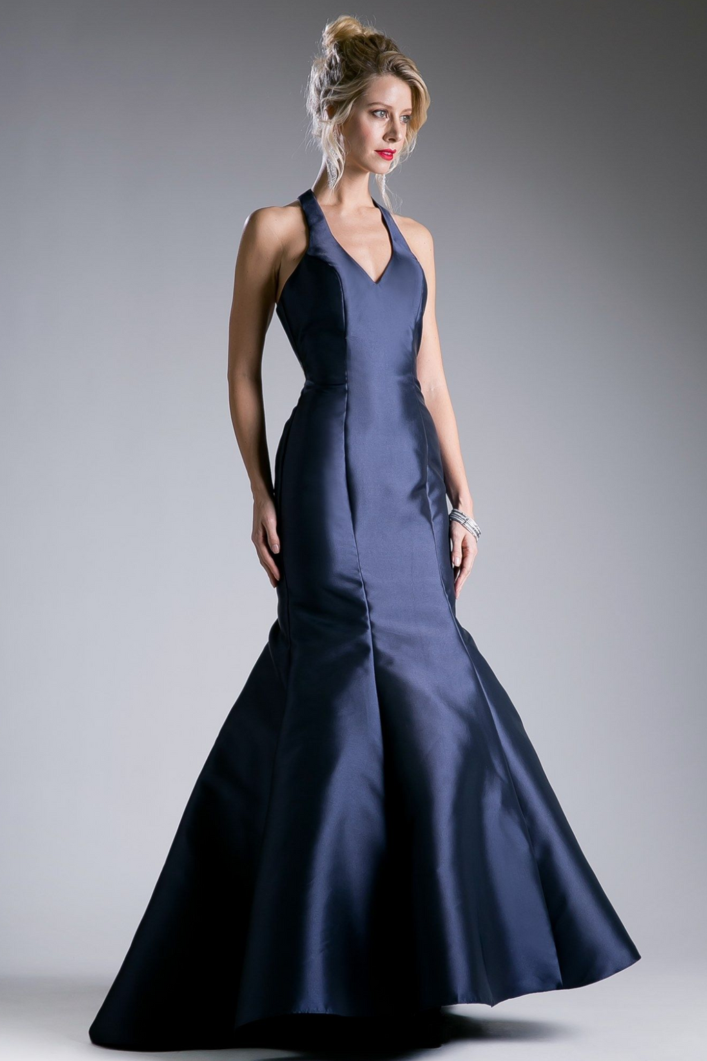 Fitted Mikado Mermaid Gown With Scoop Neckline and Razorback-3