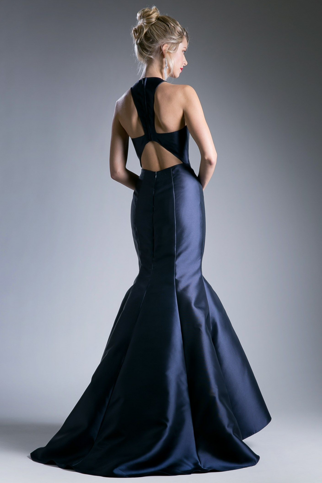 Fitted Mikado Mermaid Gown With Scoop Neckline and Razorback-2