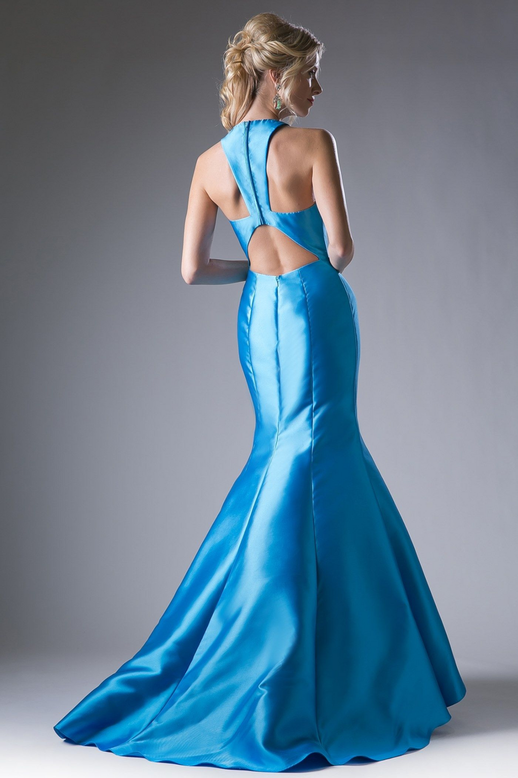 Fitted Mikado Mermaid Gown With Scoop Neckline and Razorback-0