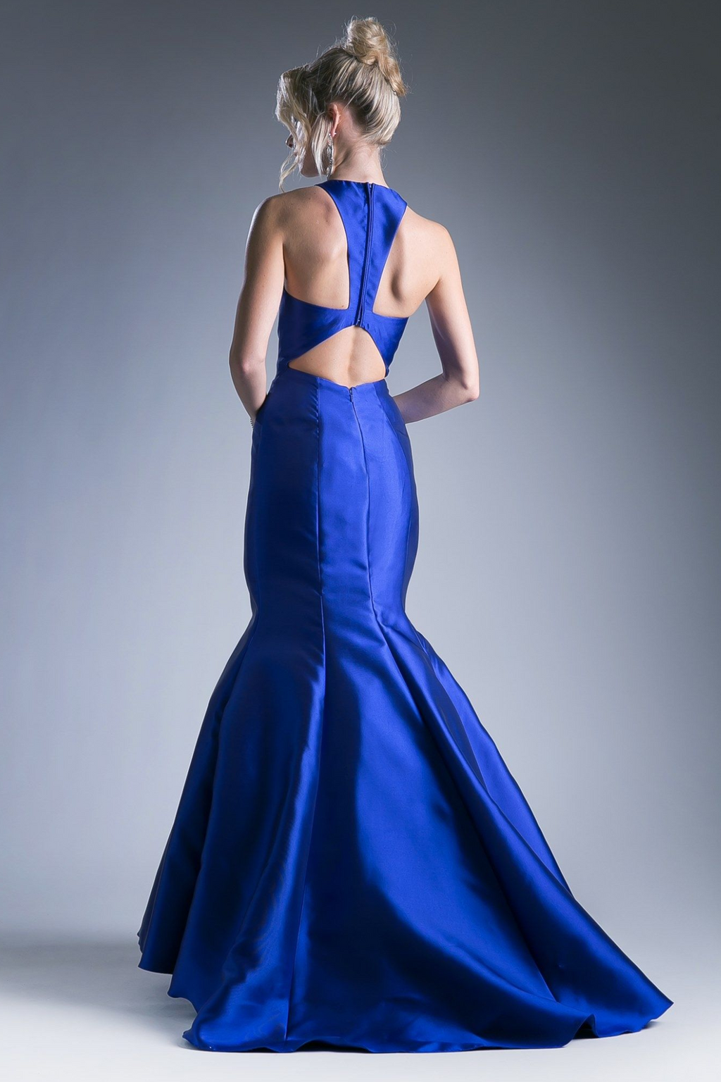 Fitted Mikado Mermaid Gown With Scoop Neckline and Razorback-5