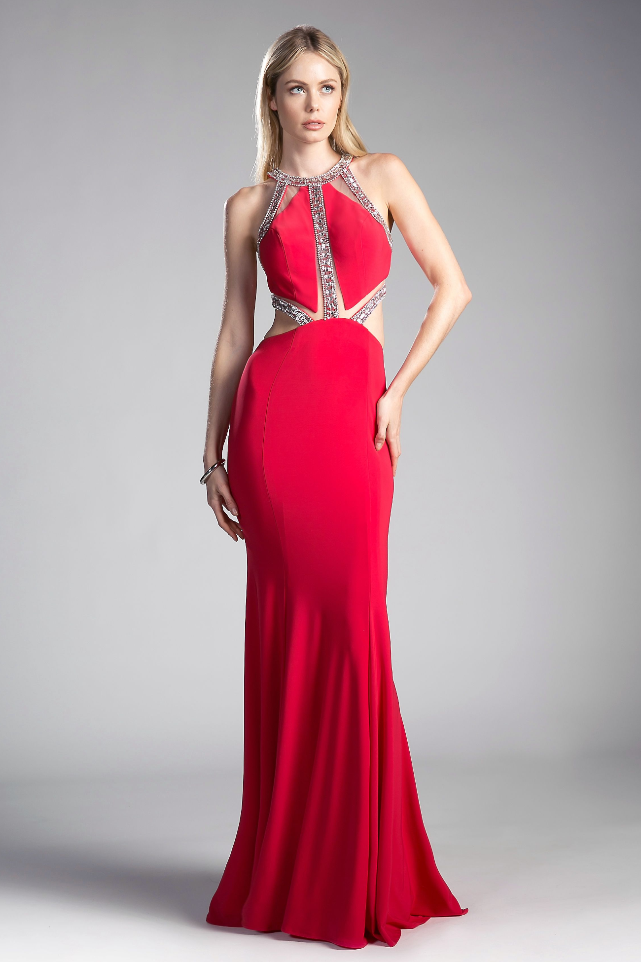 Beaded Stretch Knit Sheath Dress-2