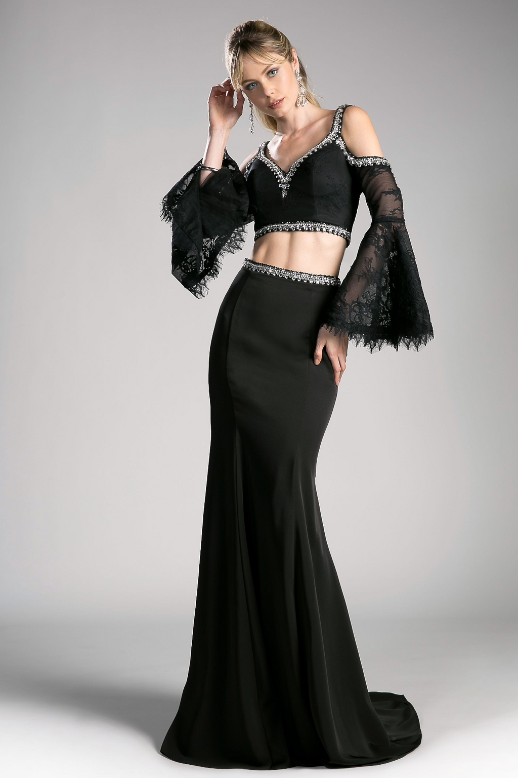 Long Dress with a V-neckline and sparkling Details-3