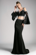 Long Dress with a V-neckline and sparkling Details-3
